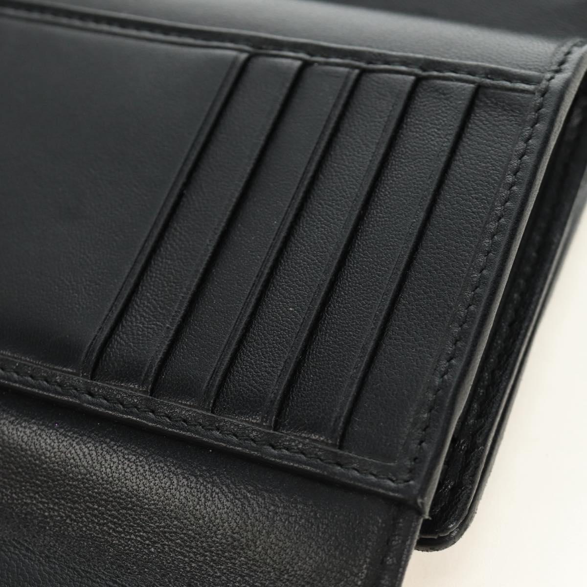 Miu Miu Matelasse Wallet Leather Black Gold Auth 190514M