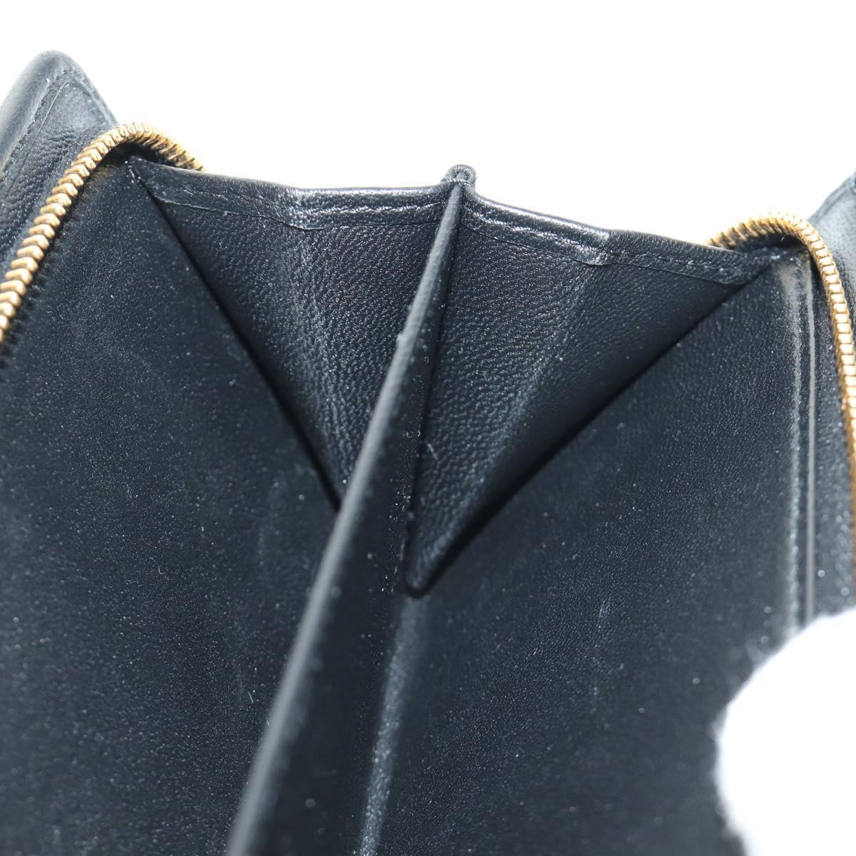 Miu Miu Matelasse Wallet Leather Black Gold Auth 190514M