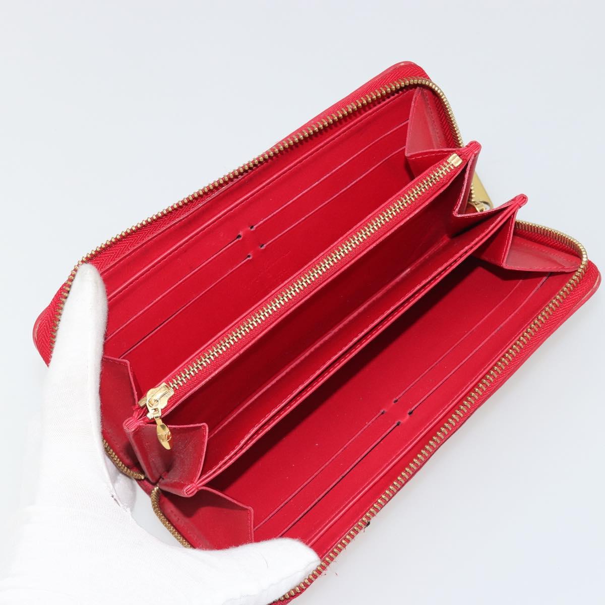 LOUIS VUITTON Monogram Vernis Zippy Wallet Long Rouge M91572 LV Auth 190517