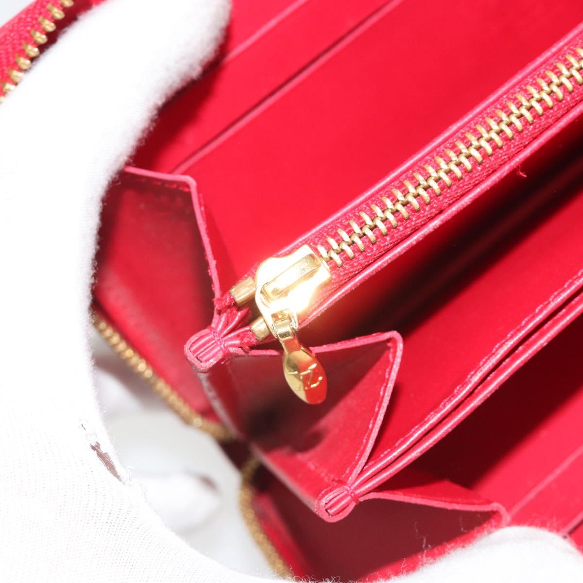 LOUIS VUITTON Monogram Vernis Zippy Wallet Long Rouge M91572 LV Auth 190517