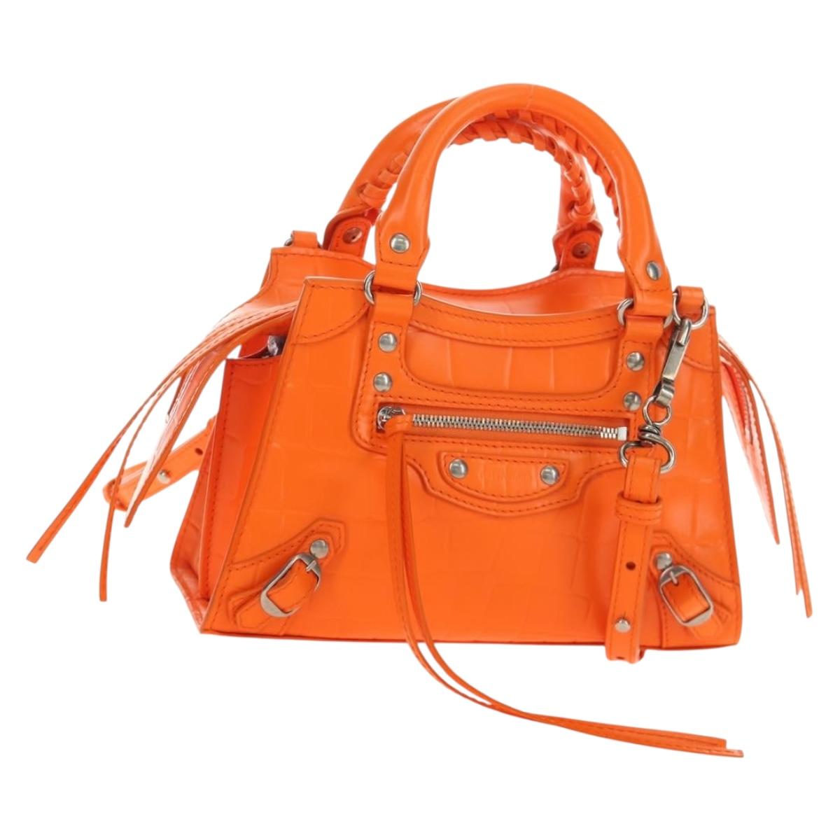 BALENCIAGA Classic City Mini Hand Bag Leather 2way Orange 638524 Auth 190519SM