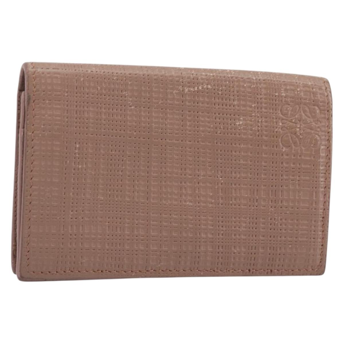 LOEWE Card Case Leather Pink Gold Auth 190520A
