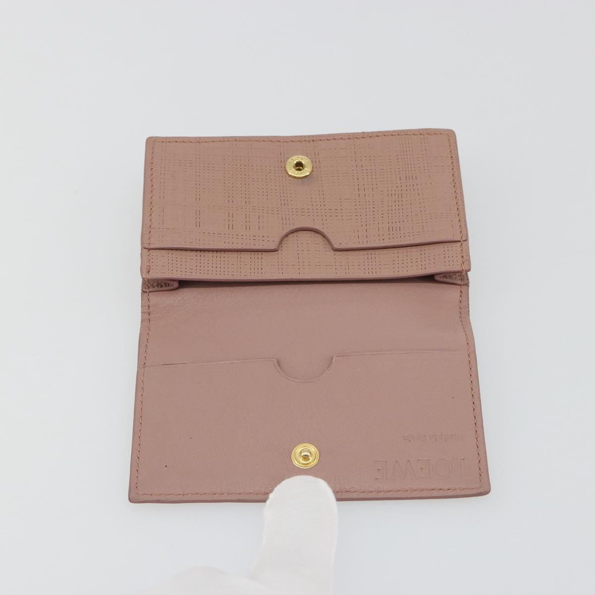 LOEWE Card Case Leather Pink Gold Auth 190520A