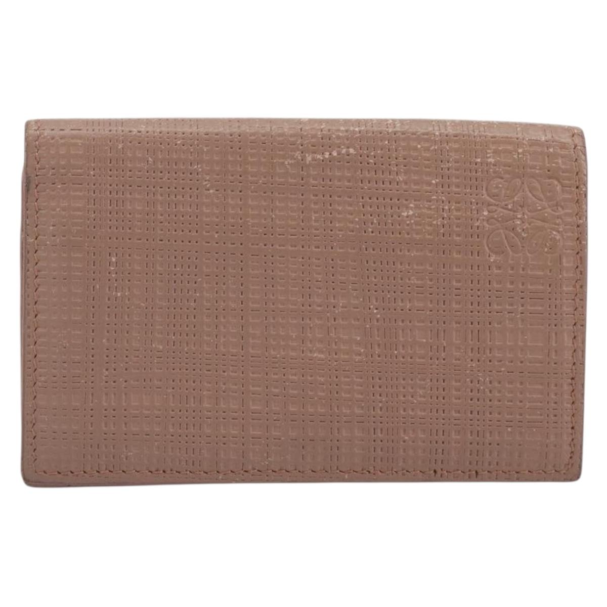LOEWE Card Case Leather Pink Gold Auth 190520A
