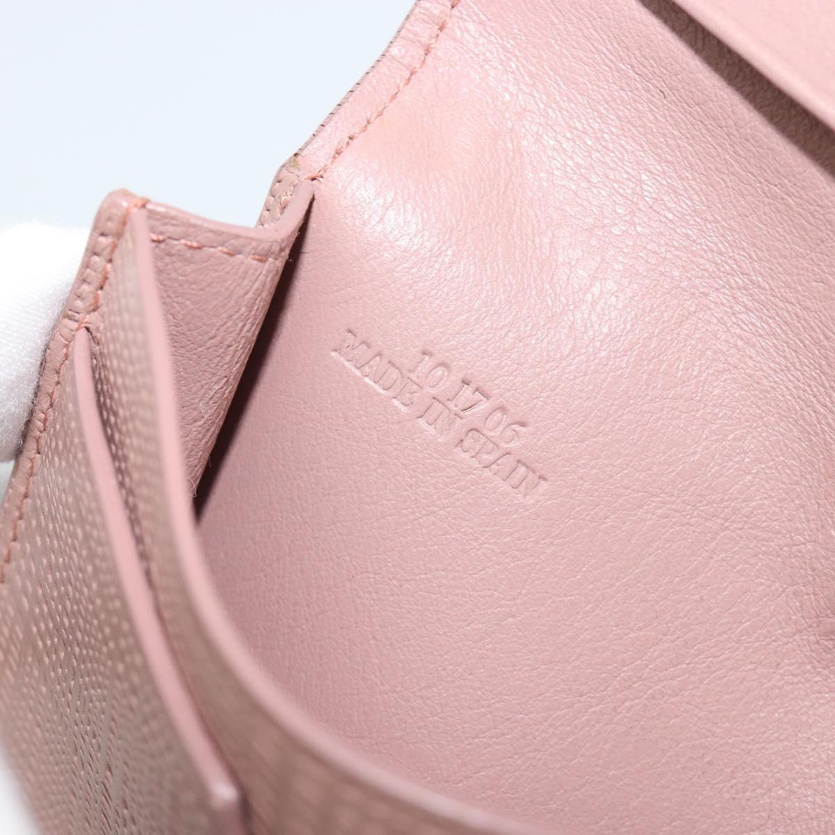 LOEWE Card Case Leather Pink Gold Auth 190520A
