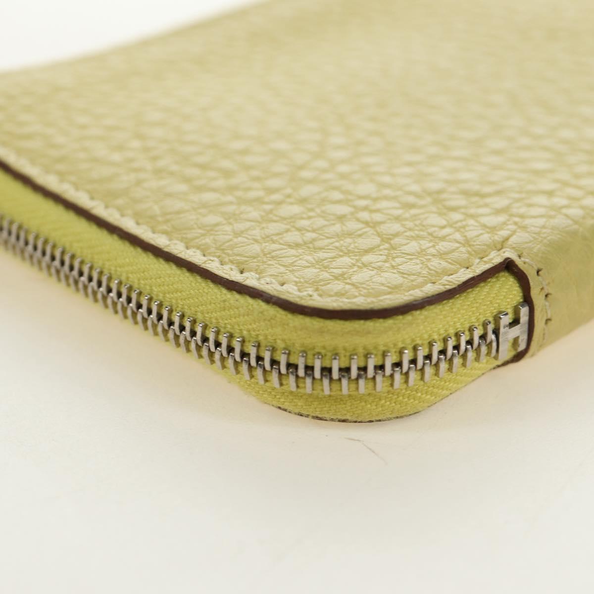 HERMES Coin Purse Taurillon Clemence Leather Yellow Auth 190522M