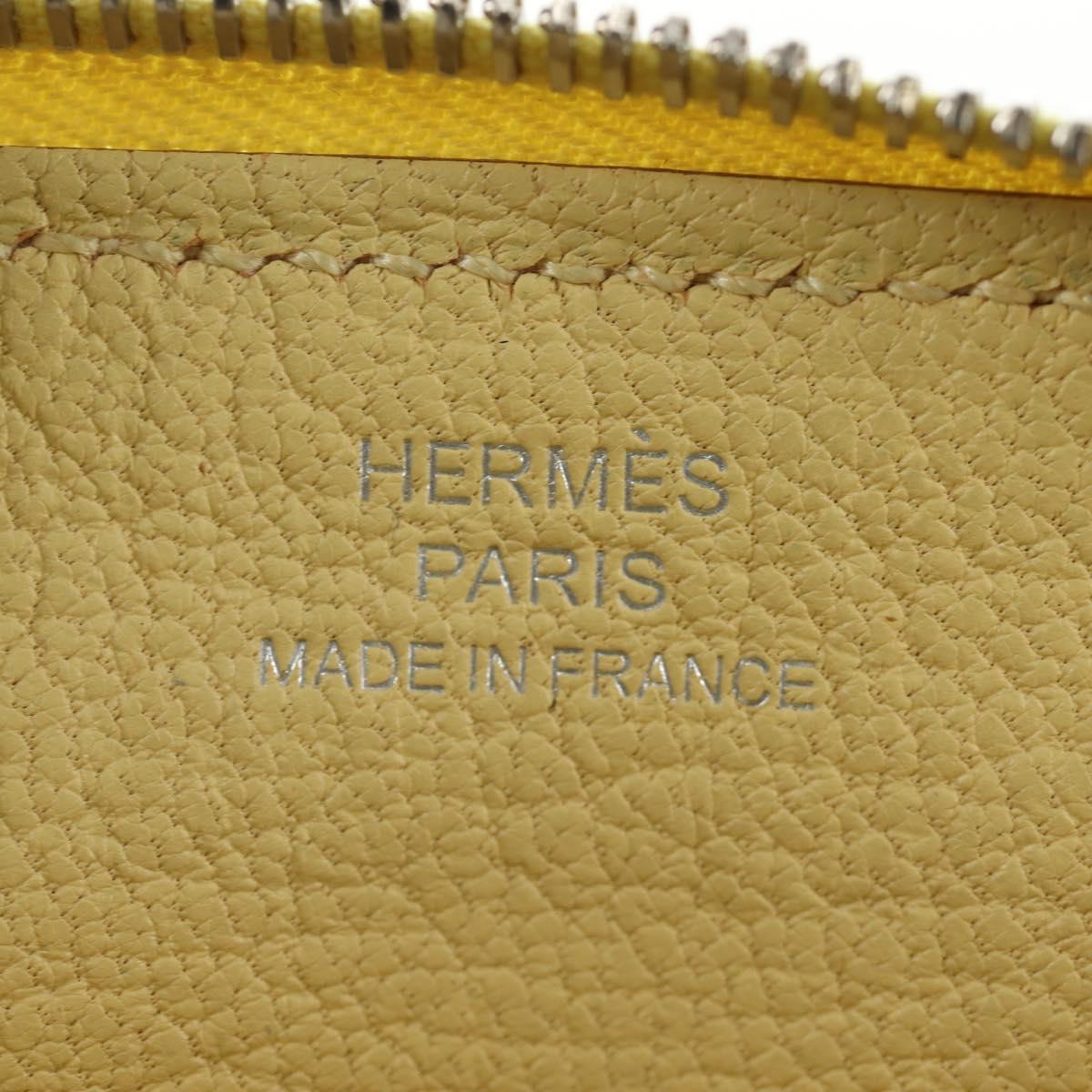 HERMES Coin Purse Taurillon Clemence Leather Yellow Auth 190522M