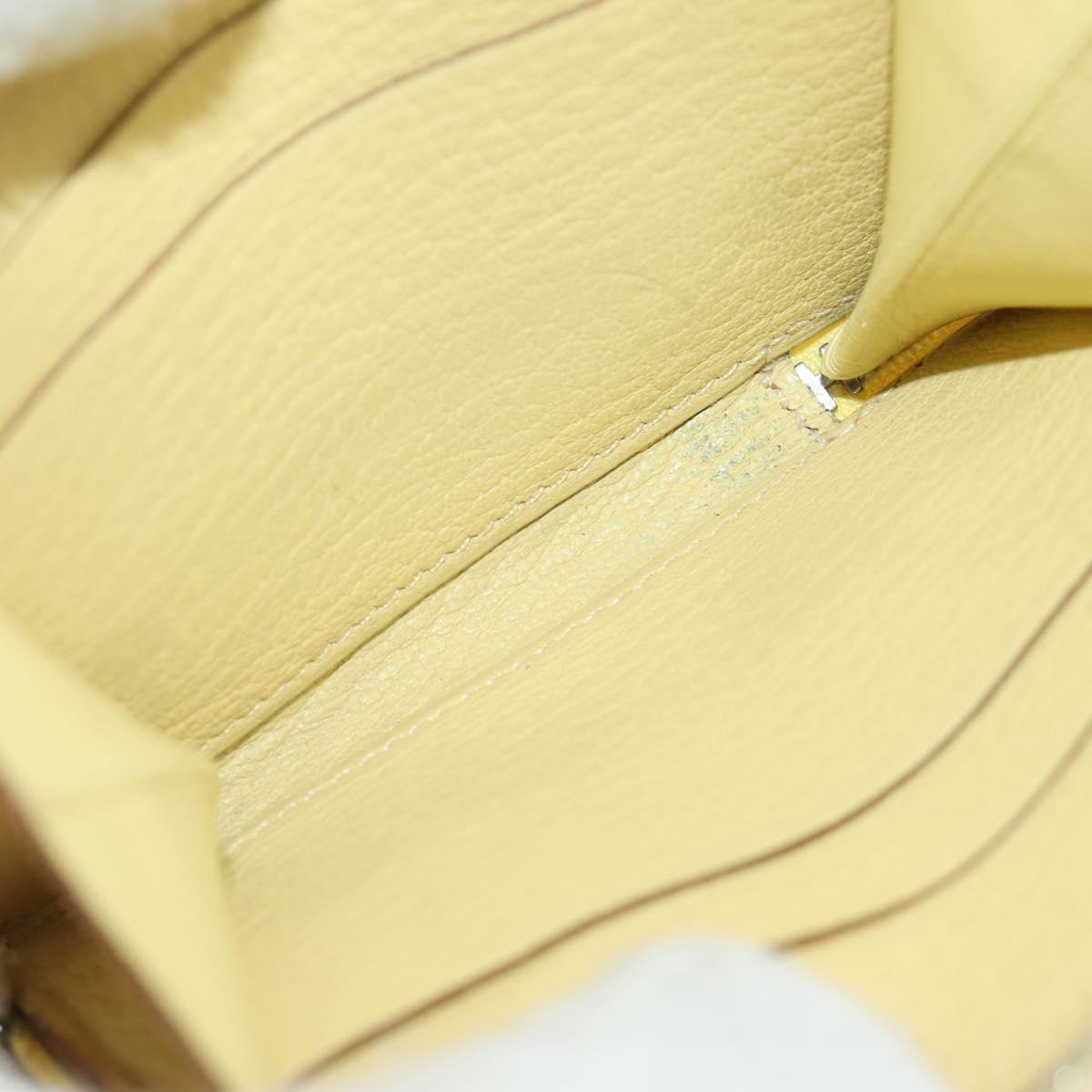 HERMES Coin Purse Taurillon Clemence Leather Yellow Auth 190522M