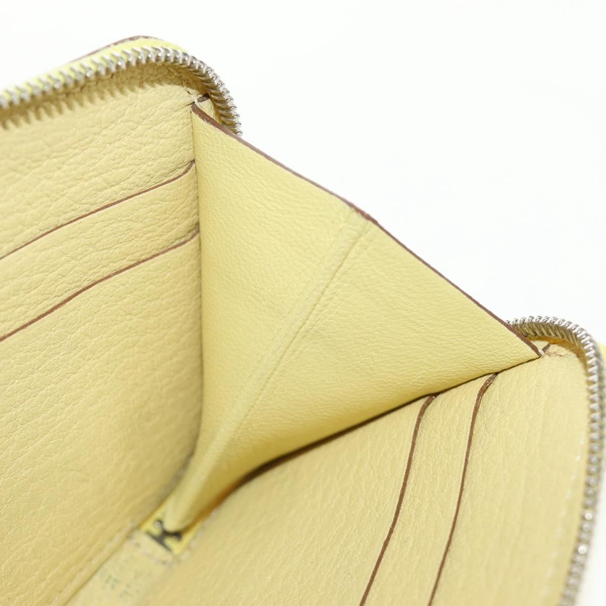 HERMES Coin Purse Taurillon Clemence Leather Yellow Auth 190522M