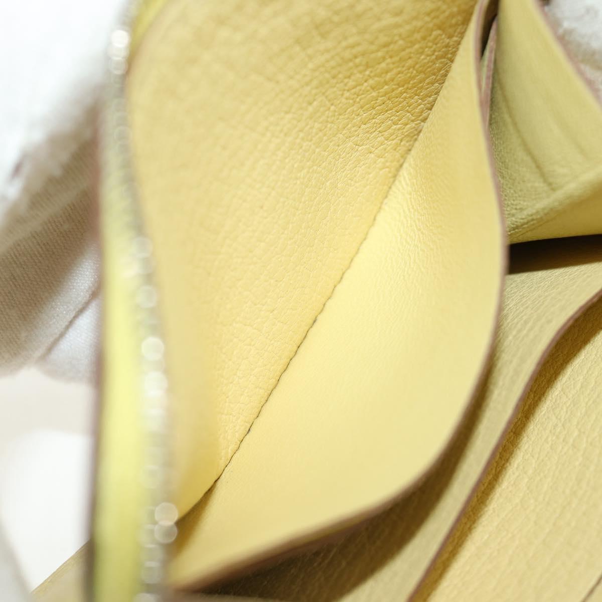 HERMES Coin Purse Taurillon Clemence Leather Yellow Auth 190522M