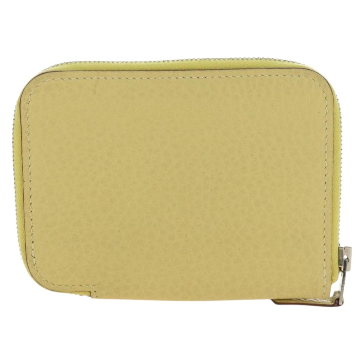 HERMES Coin Purse Taurillon Clemence Leather Yellow Auth 190522M