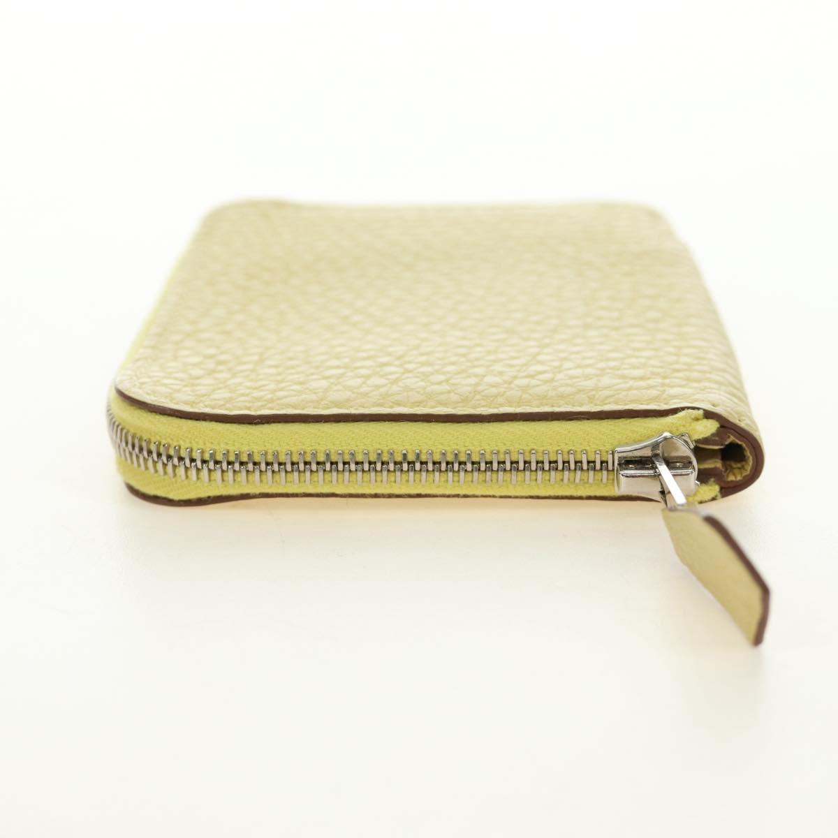 HERMES Coin Purse Taurillon Clemence Leather Yellow Auth 190522M