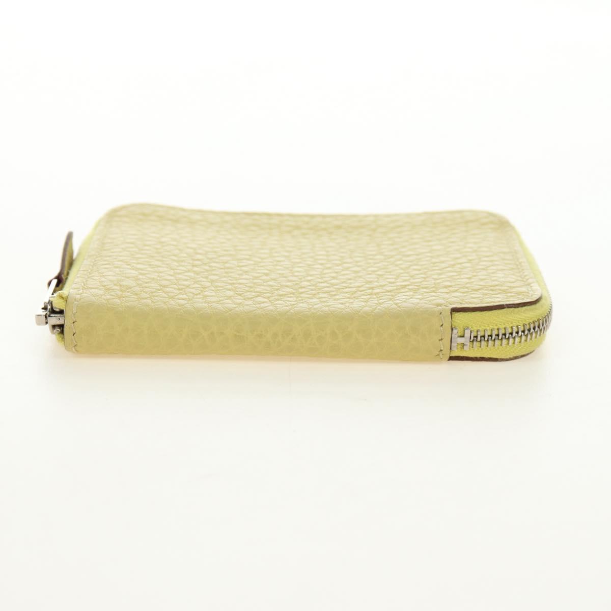 HERMES Coin Purse Taurillon Clemence Leather Yellow Auth 190522M
