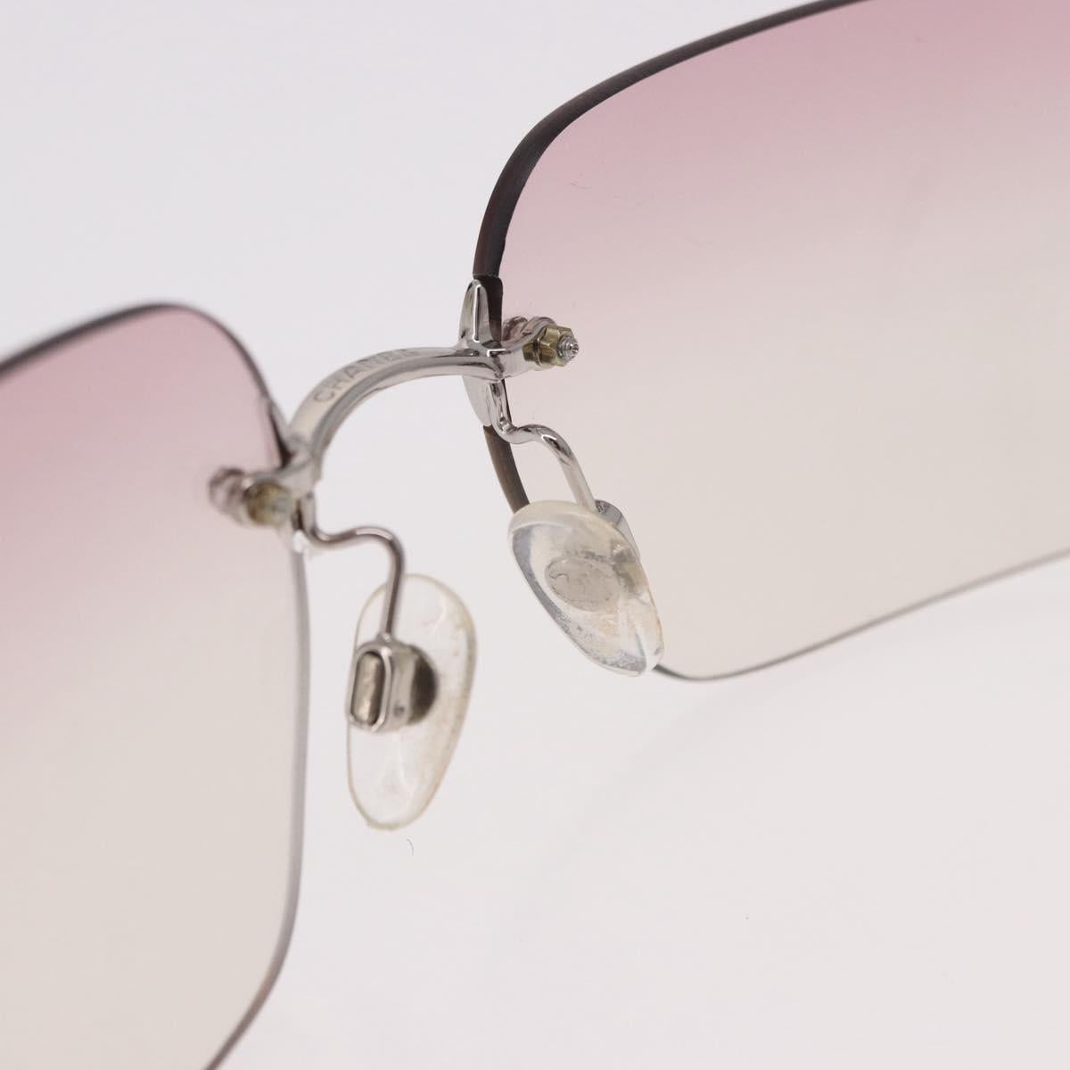 CHANEL COCO Mark Rimless Sunglasses Metal Purple Silver CC Auth 190524M