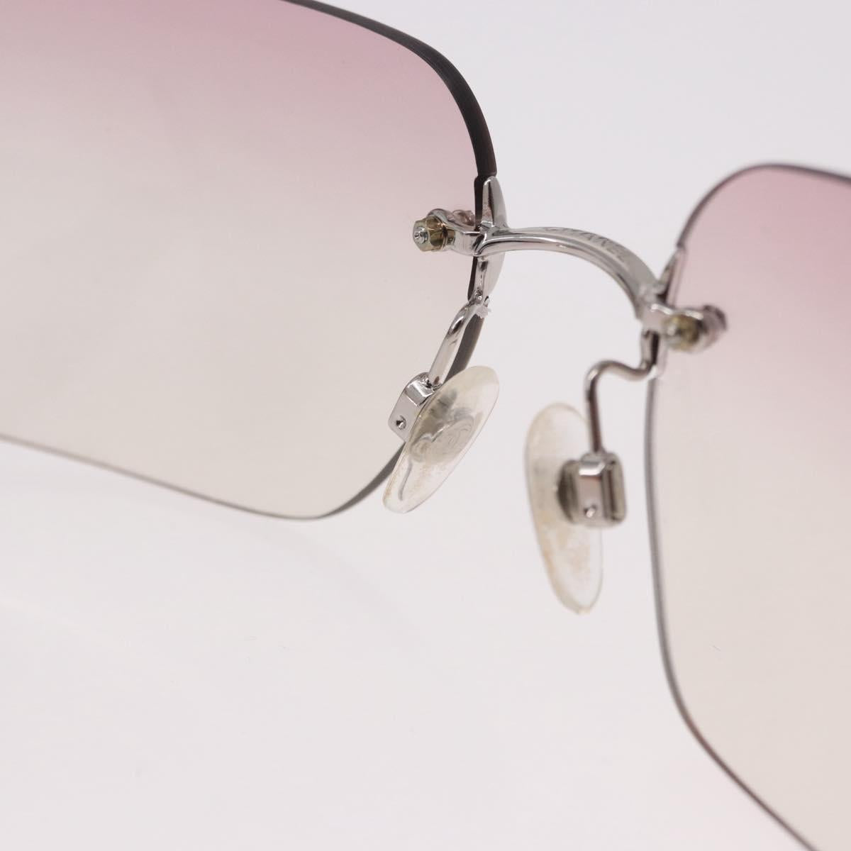 CHANEL COCO Mark Rimless Sunglasses Metal Purple Silver CC Auth 190524M