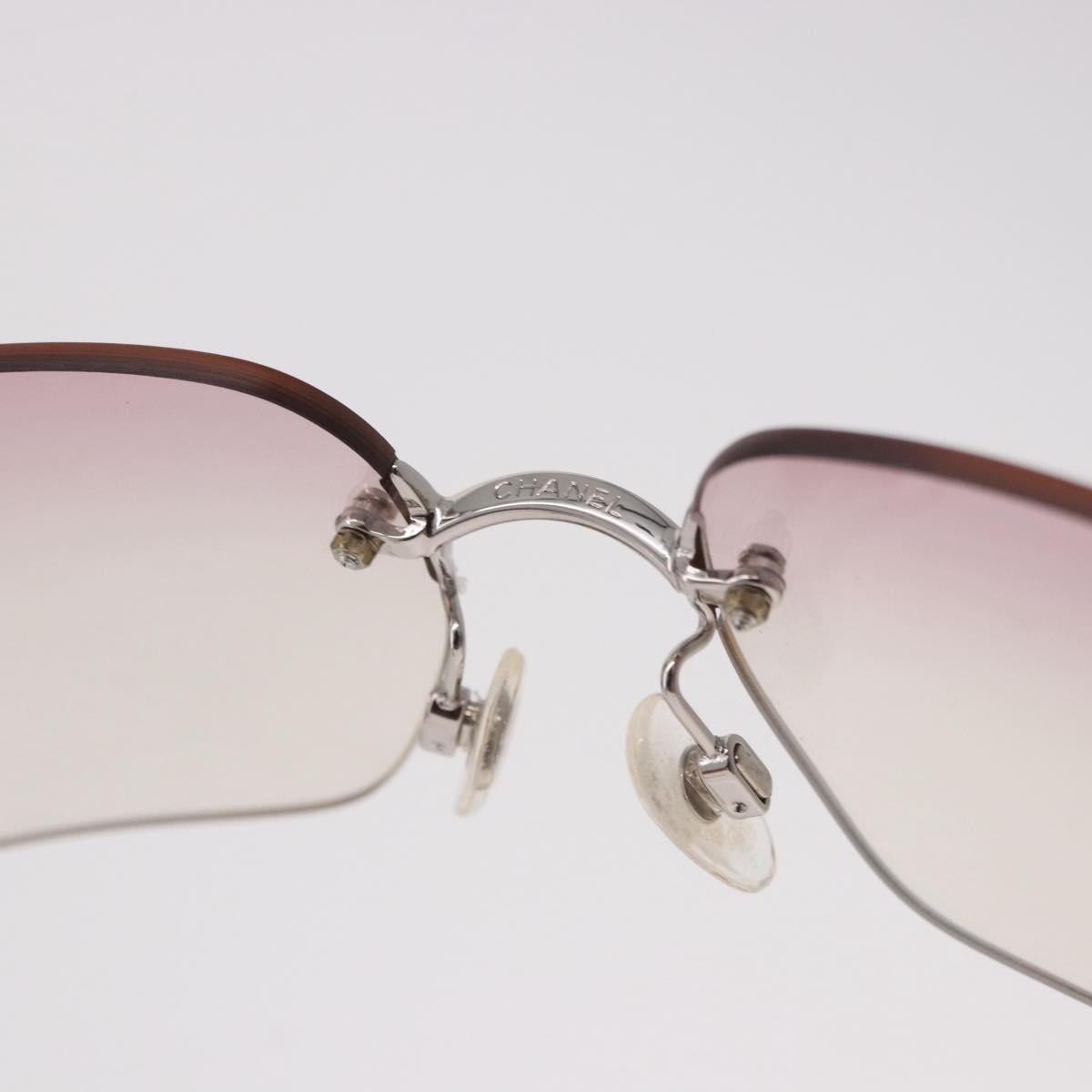 CHANEL COCO Mark Rimless Sunglasses Metal Purple Silver CC Auth 190524M