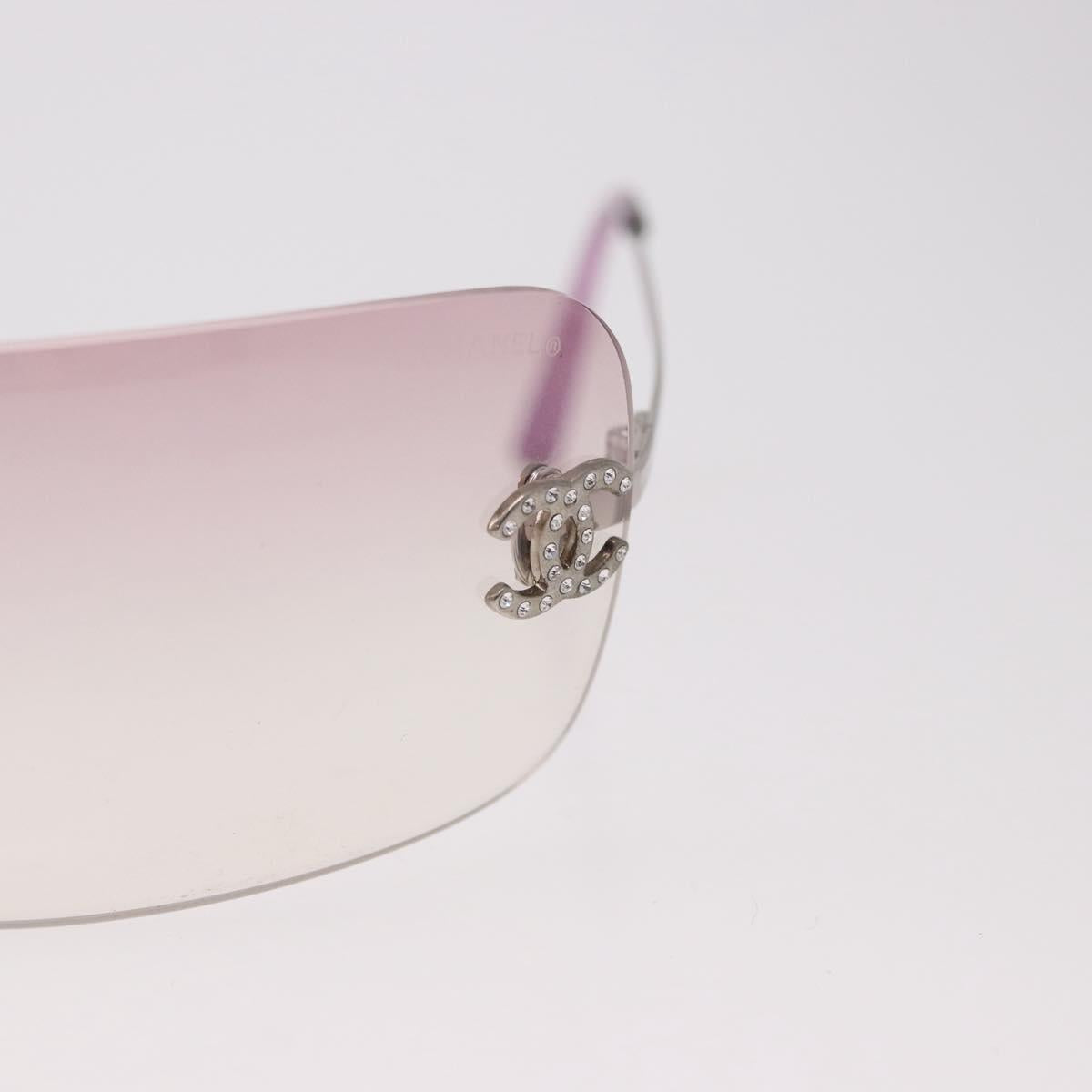 CHANEL COCO Mark Rimless Sunglasses Metal Purple Silver CC Auth 190524M