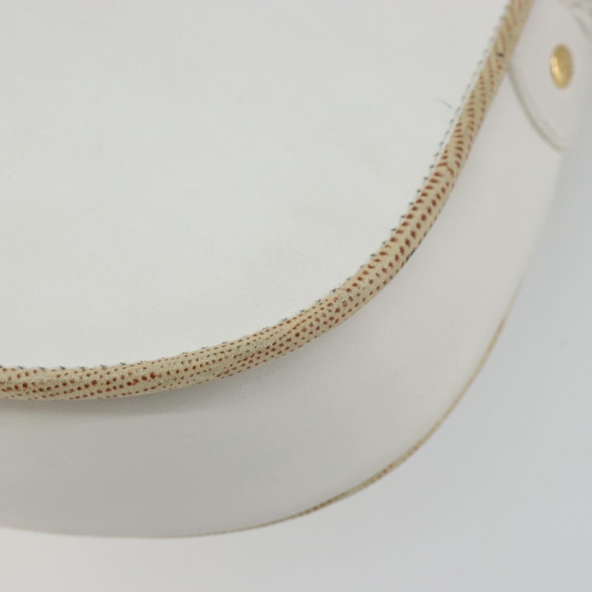 CELINE Horse Carriage Shoulder Bag Leather White Gold Auth 190525A