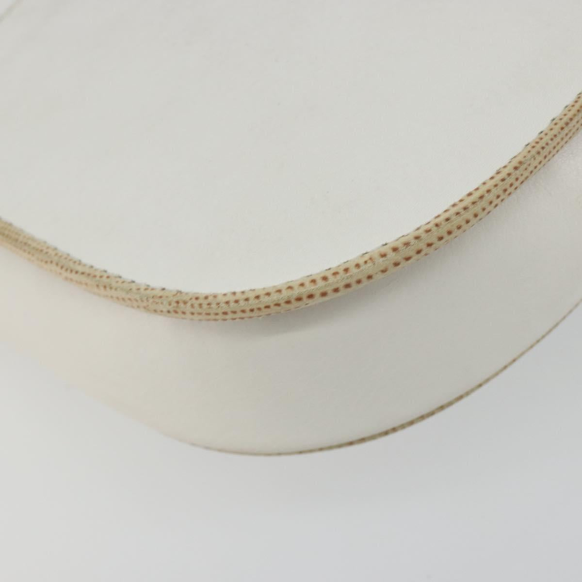 CELINE Horse Carriage Shoulder Bag Leather White Gold Auth 190525A