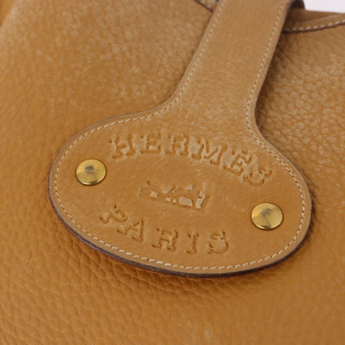 HERMES Rodeo Shoulder Bag Taurillon Leather Beige Gold Auth 190526