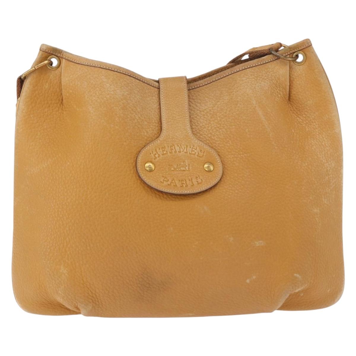 HERMES Rodeo Shoulder Bag Taurillon Leather Beige Gold Auth 190526