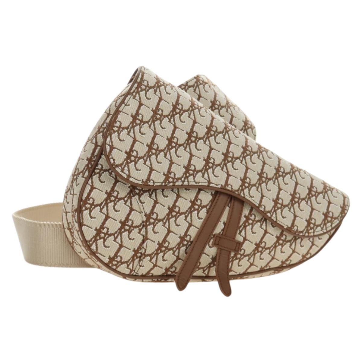Christian Dior Trotter Canvas Saddle Bag Cactus Jack Beige Auth 190528M