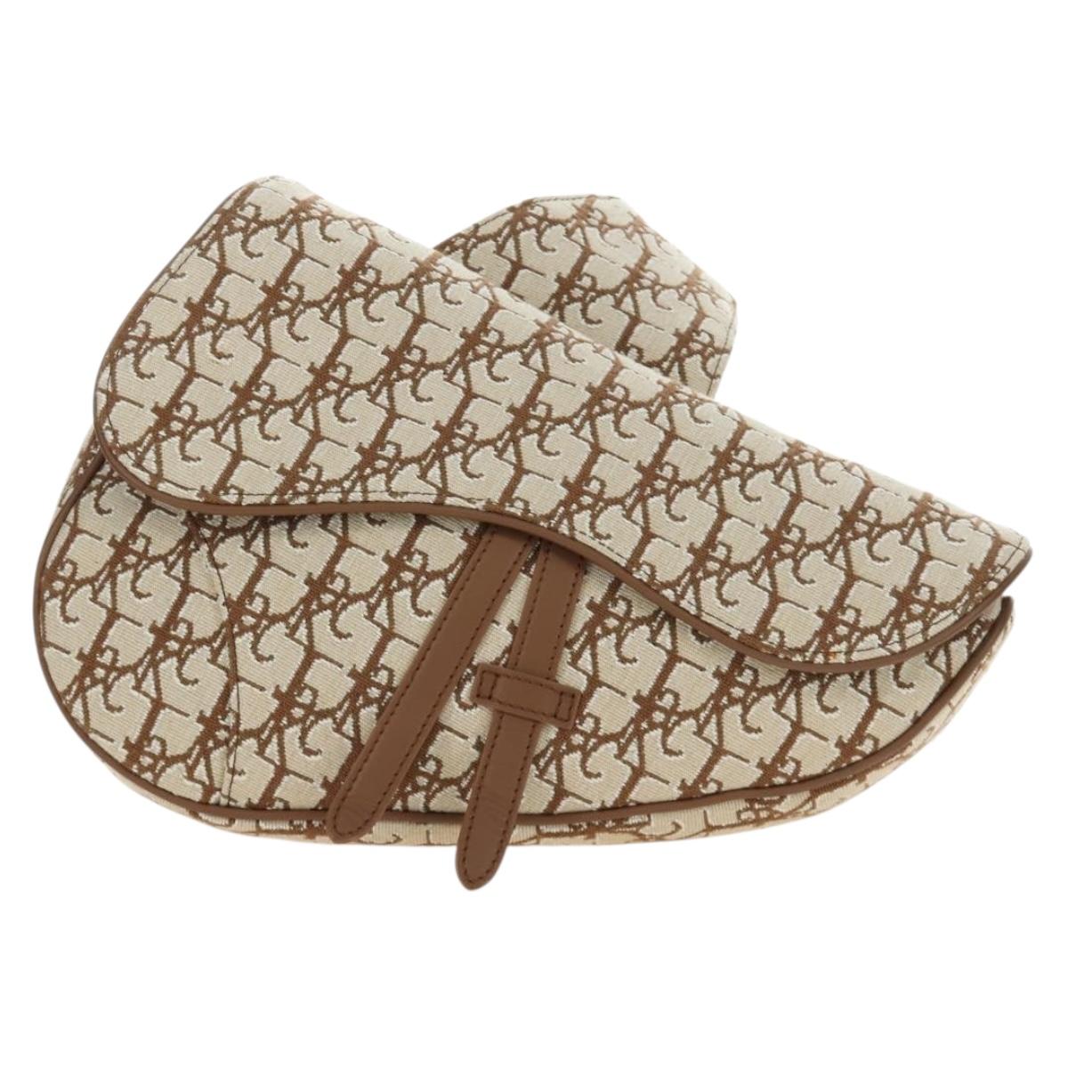 Christian Dior Trotter Canvas Saddle Bag Cactus Jack Beige Auth 190528M
