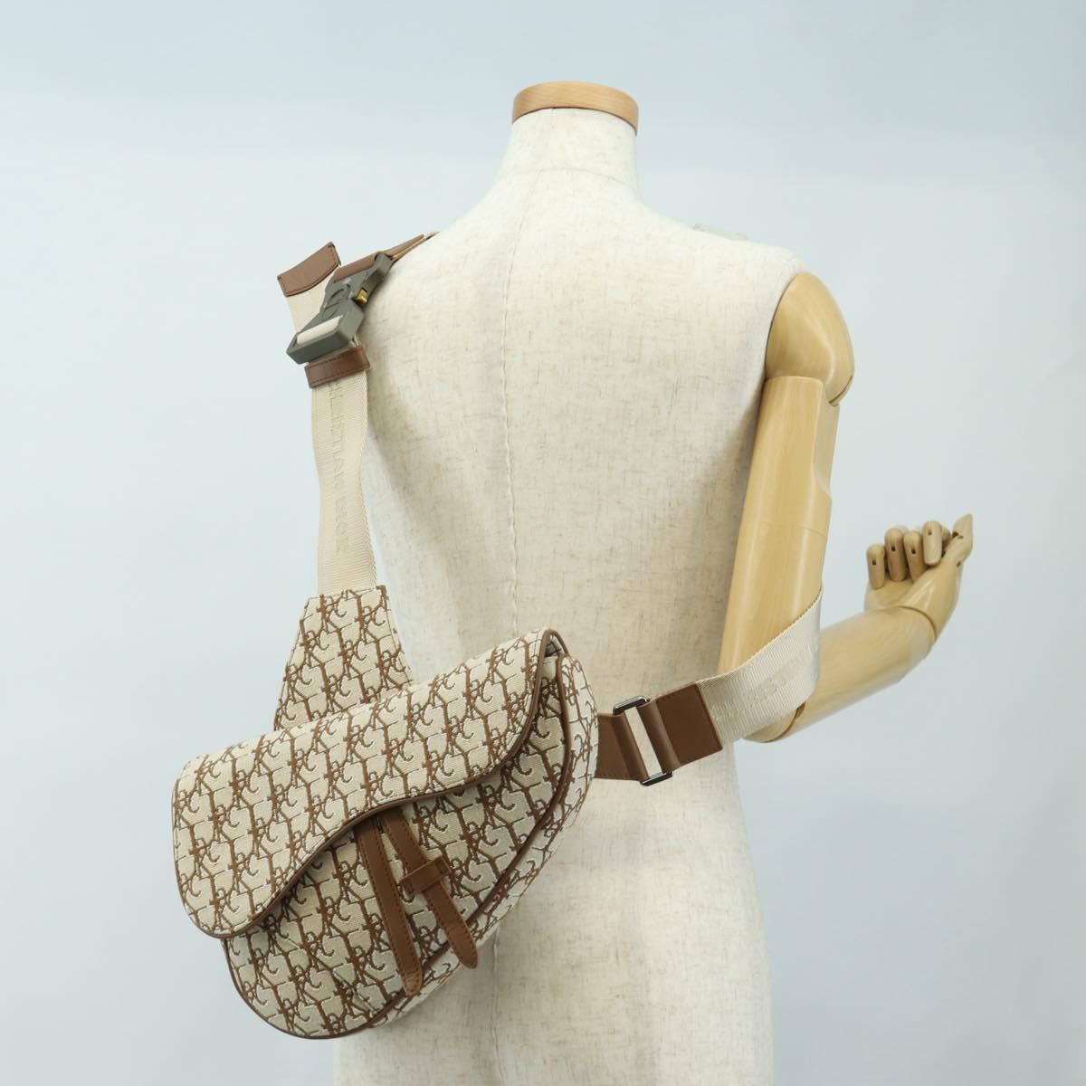 Christian Dior Trotter Canvas Saddle Bag Cactus Jack Beige Auth 190528M