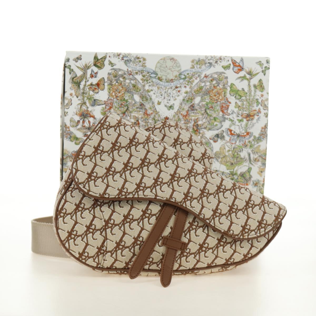 Christian Dior Trotter Canvas Saddle Bag Cactus Jack Beige Auth 190528M