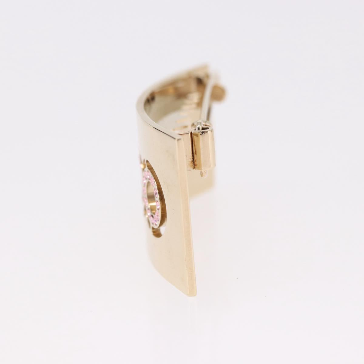 CHANEL COCO Valletta Hair Clip Metal Gold Tone CC Auth 190529M