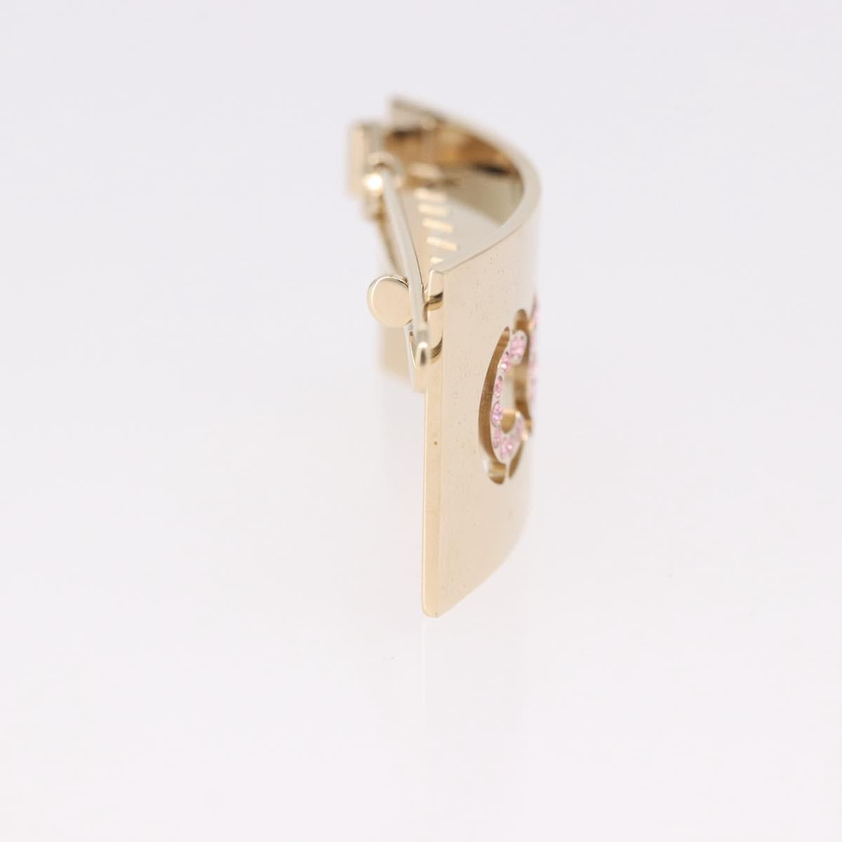 CHANEL COCO Valletta Hair Clip Metal Gold Tone CC Auth 190529M