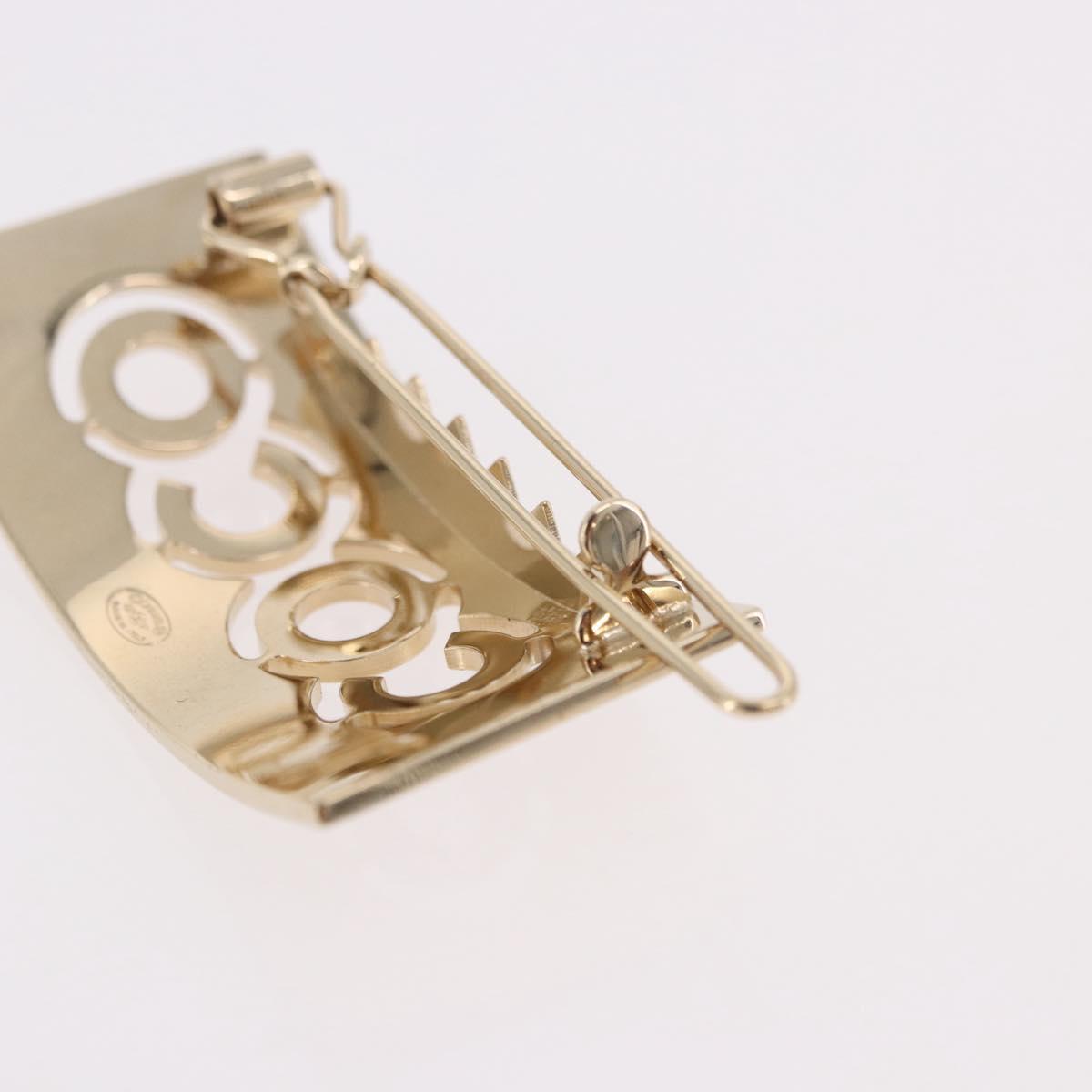 CHANEL COCO Valletta Hair Clip Metal Gold Tone CC Auth 190529M