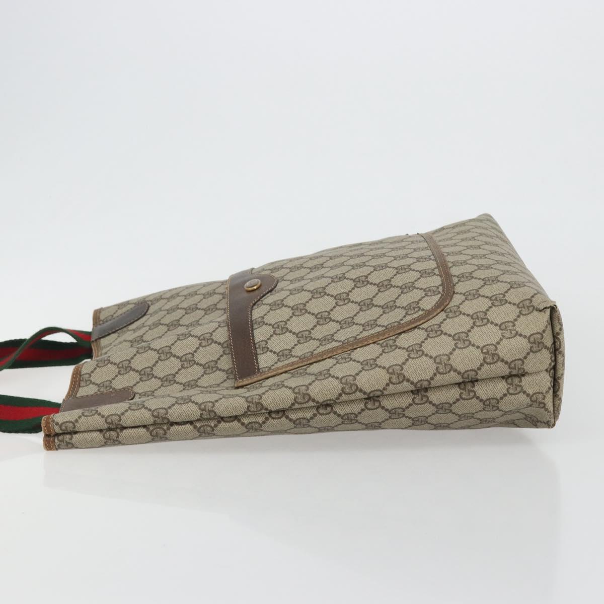 GUCCI GG Supreme Web Sherry Line Tote Bag PVC Beige Gold 39 002 4487 Auth 190532