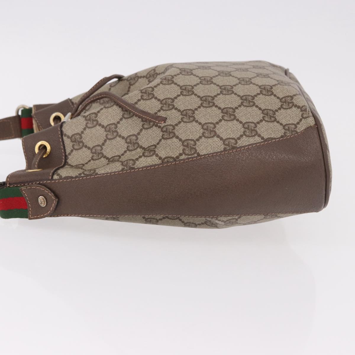 GUCCI GG Supreme Web Sherry Line Bag PVC Beige Gold 116 02 034 Auth 190533