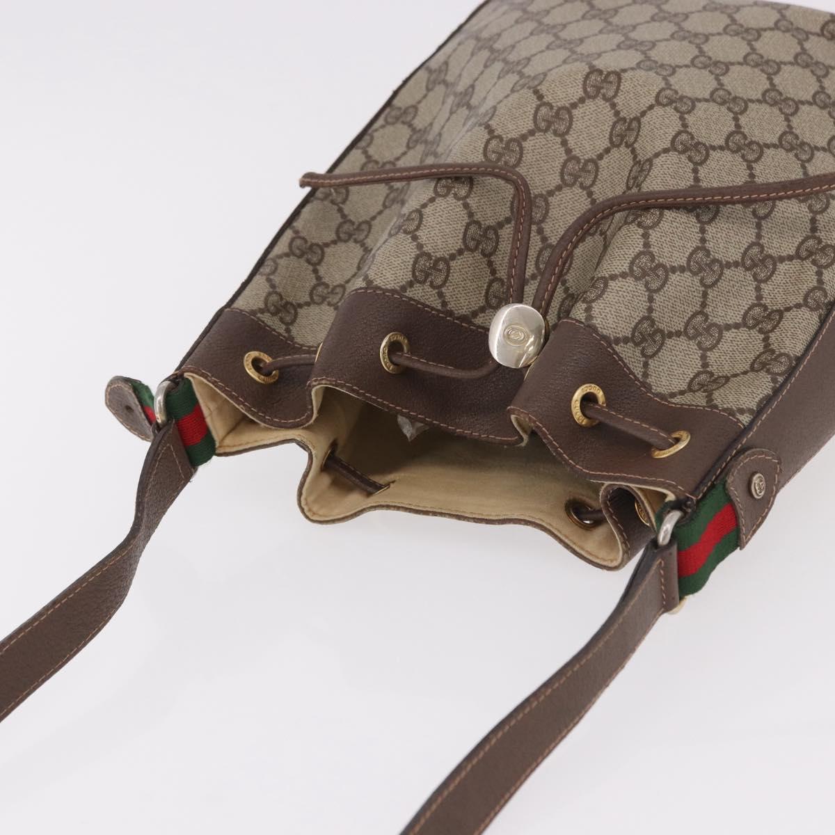 GUCCI GG Supreme Web Sherry Line Bag PVC Beige Gold 116 02 034 Auth 190533