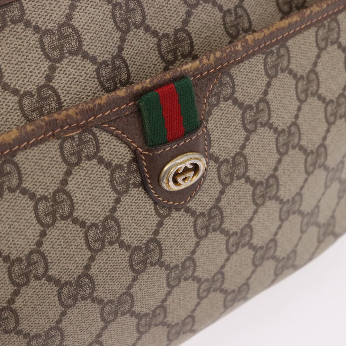 GUCCI GG Supreme Web Sherry Line Bag PVC Beige Gold 89 02 077 Auth 190534