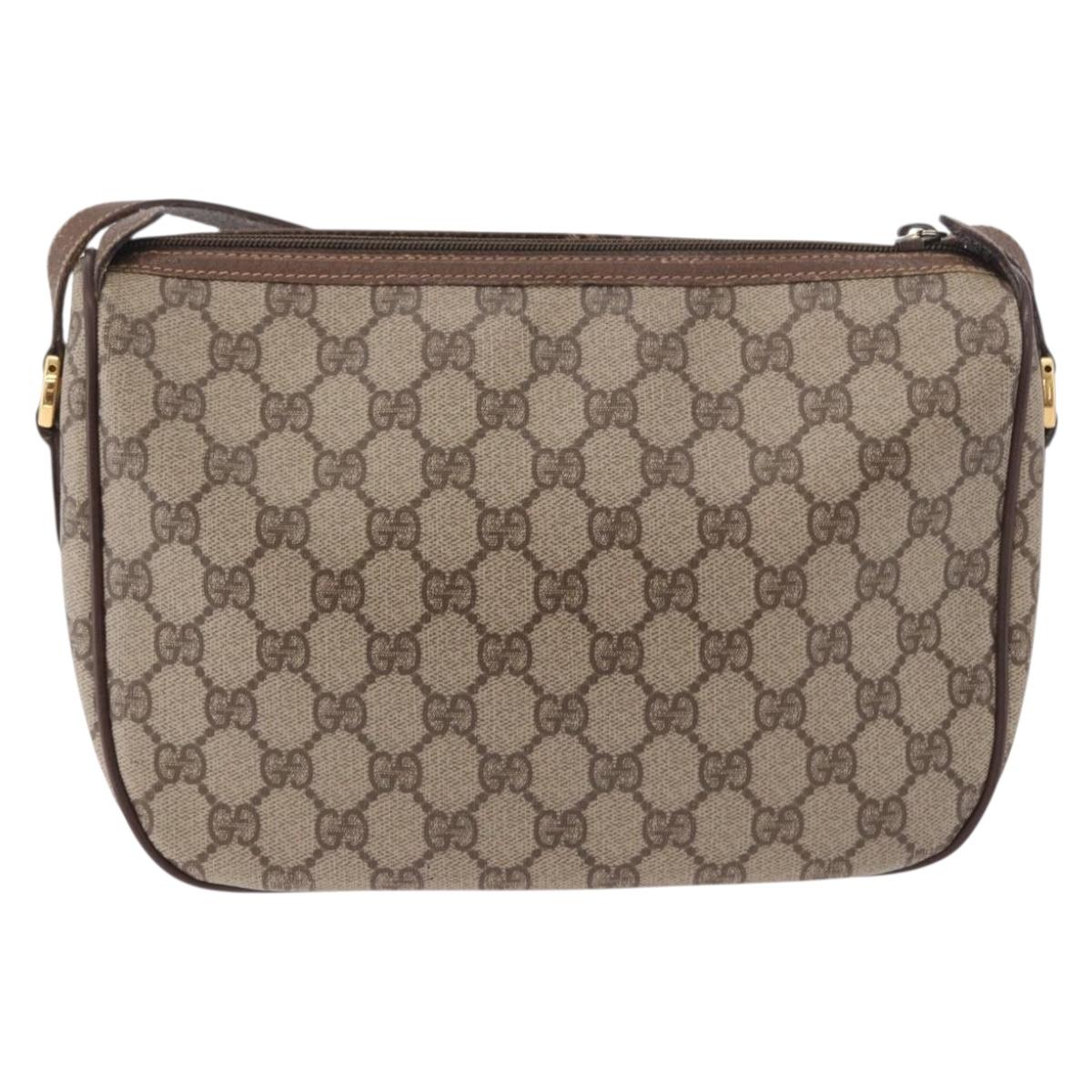 GUCCI GG Supreme Web Sherry Line Bag PVC Beige Gold 89 02 077 Auth 190534