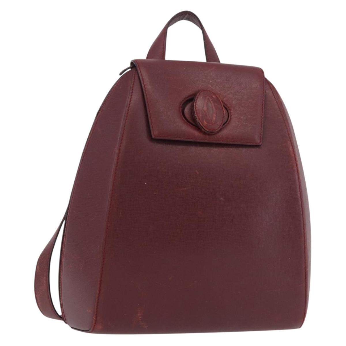 CARTIER Must Line Backpack Bordeaux Gold Auth 190550