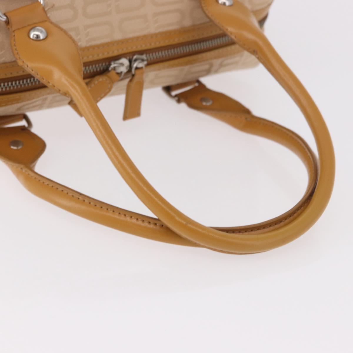 BALENCIAGA Boston Bag Canvas Beige Silver Auth 190552