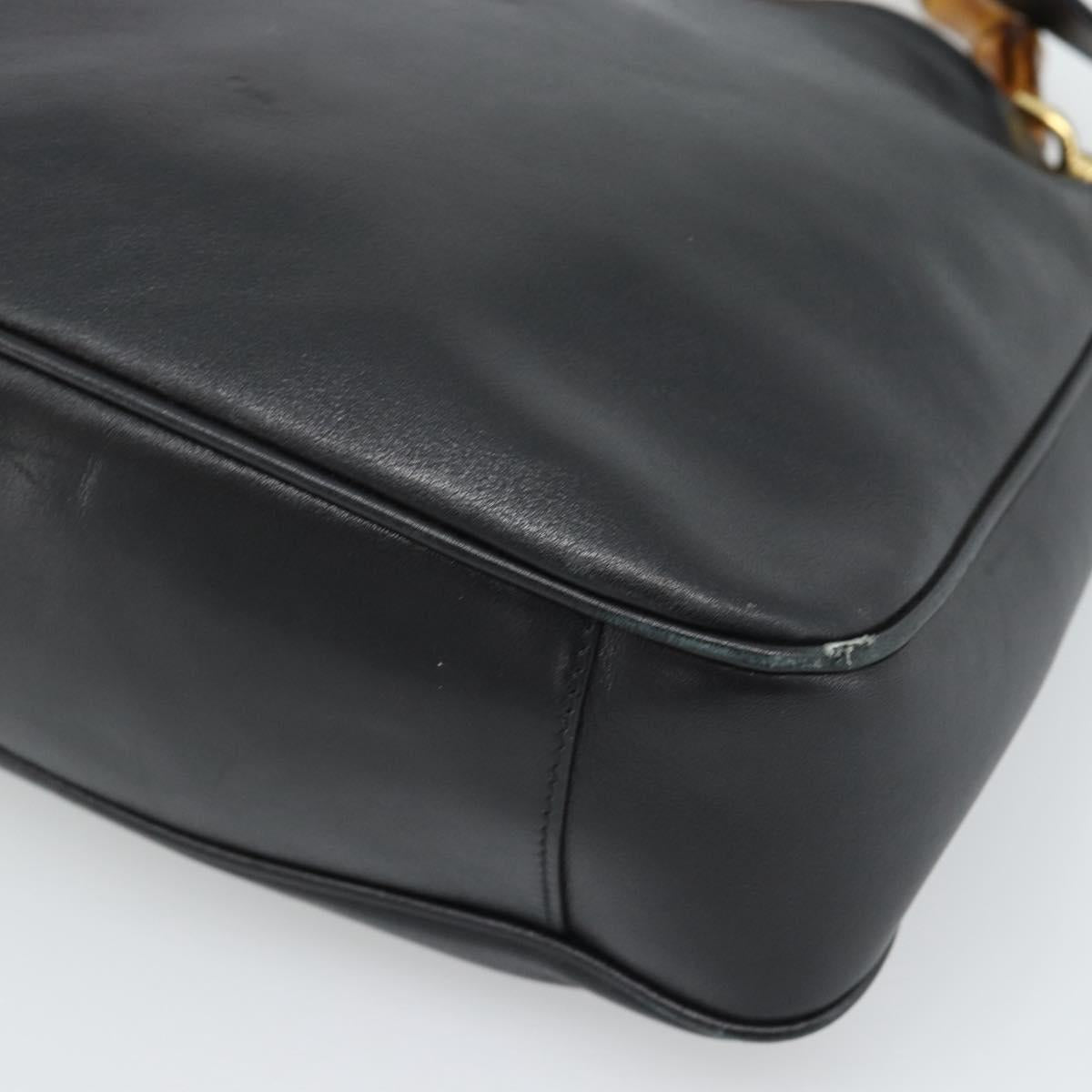 GUCCI Bamboo Hand Bag Leather 2way Black Gold 001 1705 Auth 190553