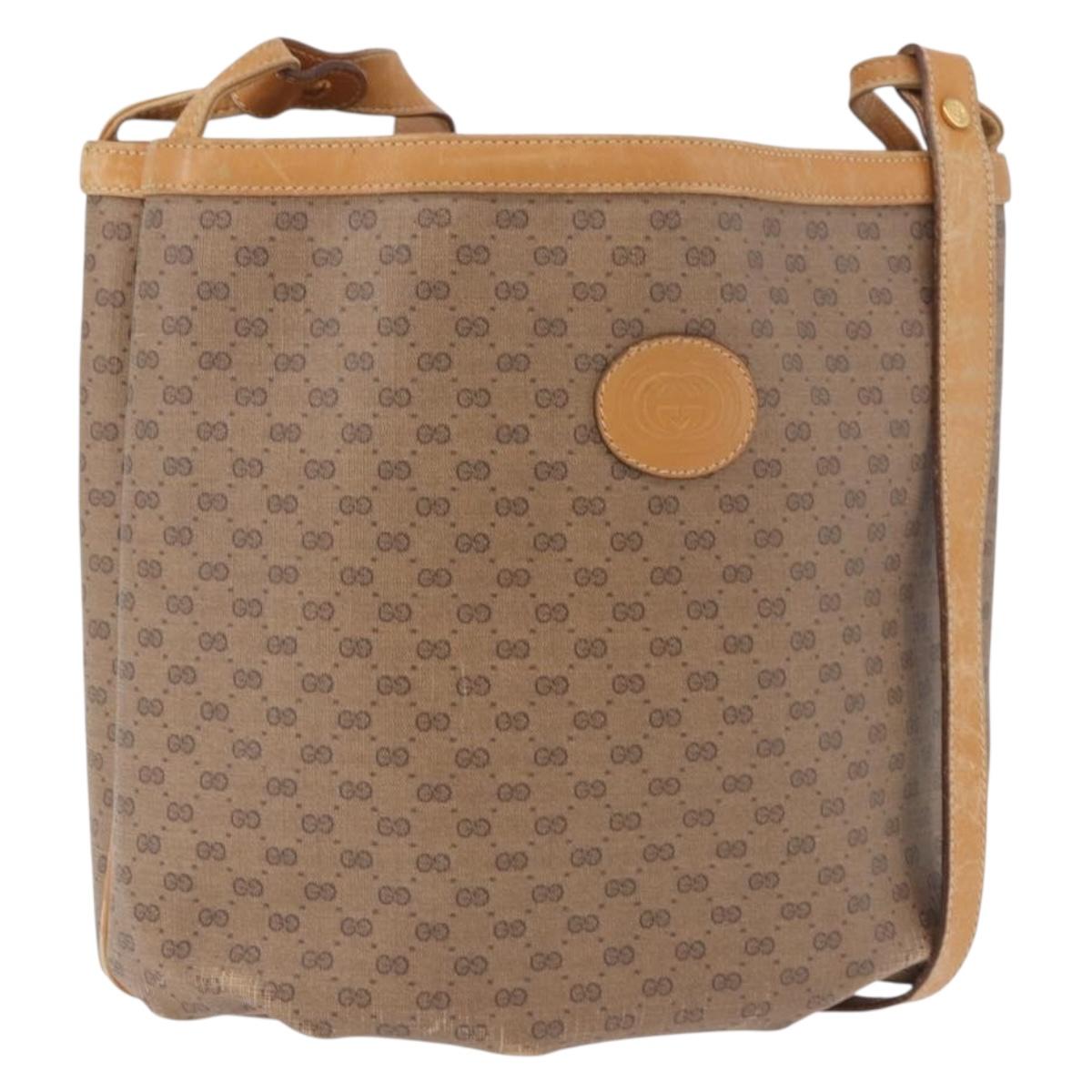 GUCCI Micro GG Shoulder Bag PVC Beige Auth 190555