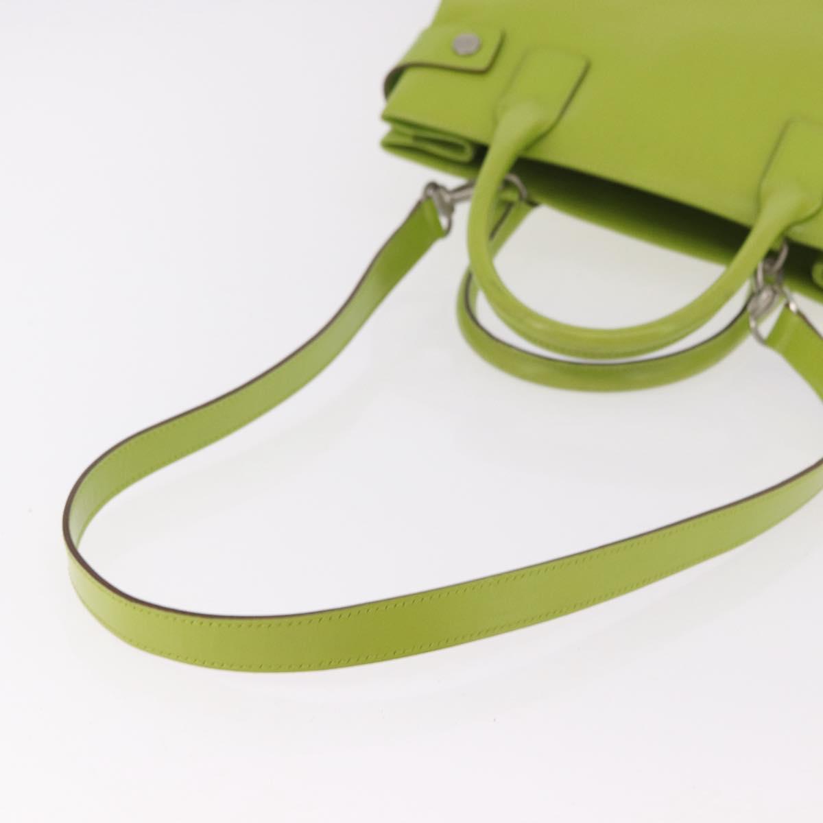 GUCCI Patent Hand Bag 2way Lime Green Silver Auth 190559