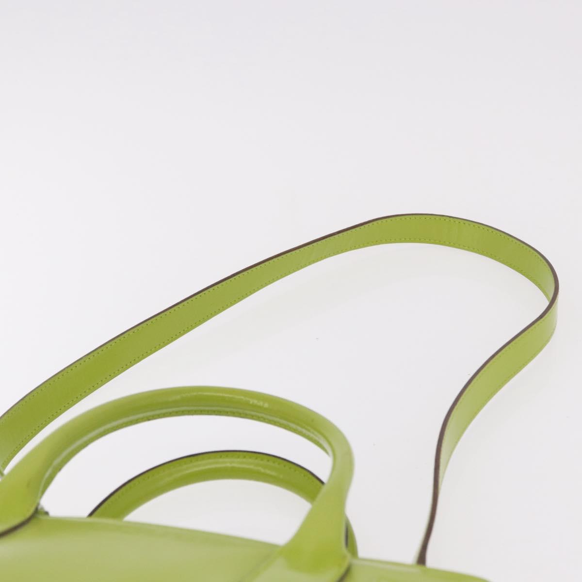 GUCCI Patent Hand Bag 2way Lime Green Silver Auth 190559