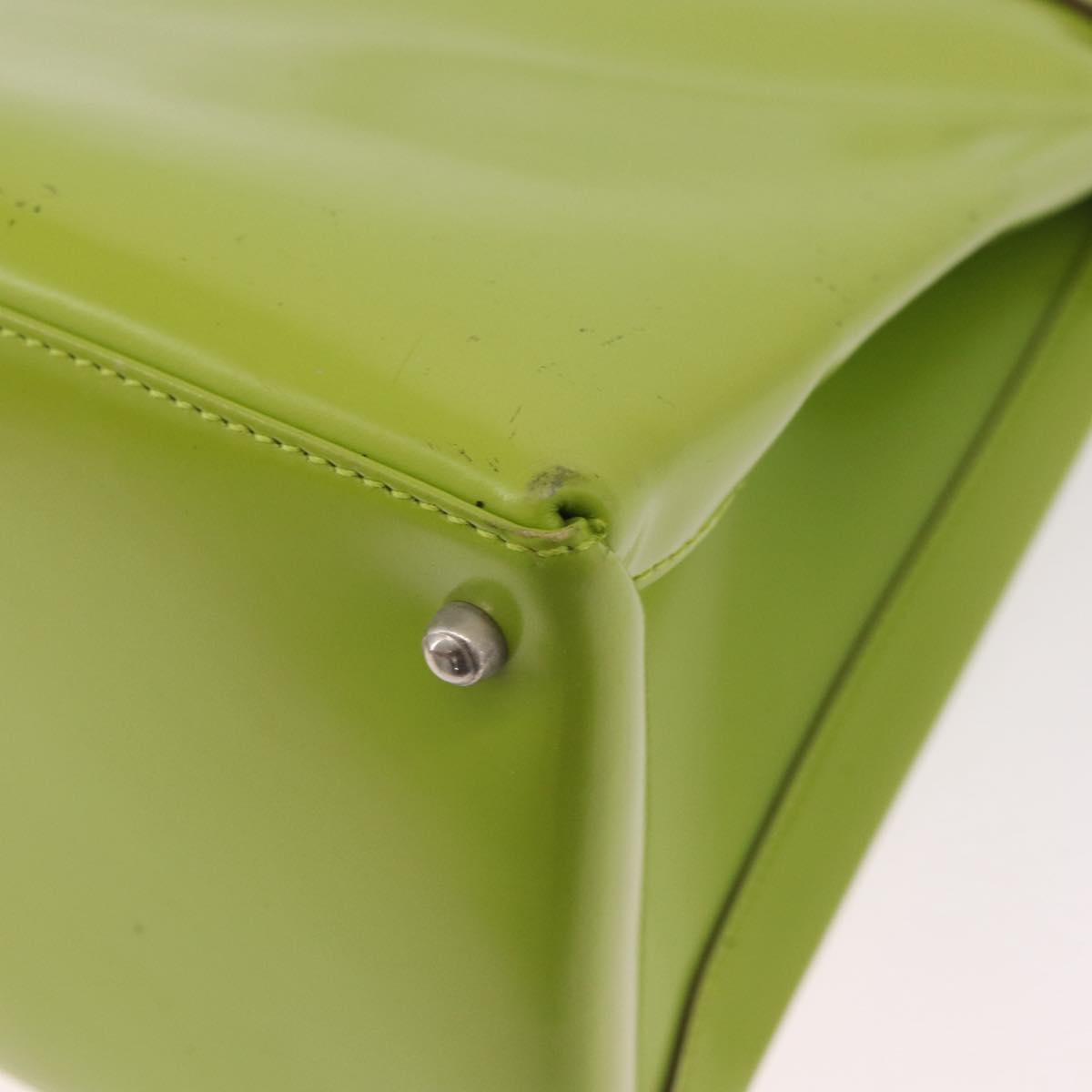 GUCCI Patent Hand Bag 2way Lime Green Silver Auth 190559