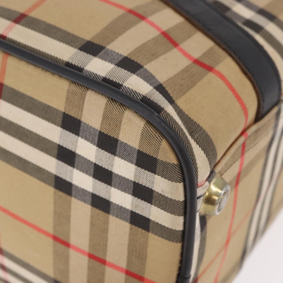 Burberrys Nova Check Boston Bag Canvas Beige Gold Auth 190561