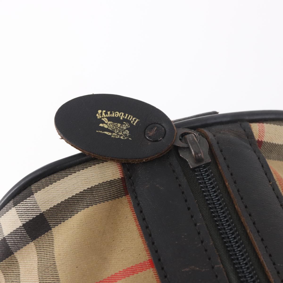 Burberrys Nova Check Boston Bag Canvas Beige Gold Auth 190561