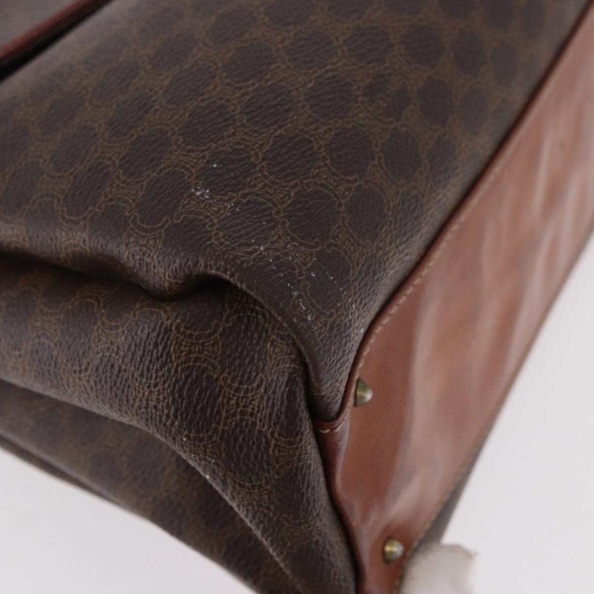 CELINE Macadam Canvas Hand Bag PVC Brown Gold Auth 190562
