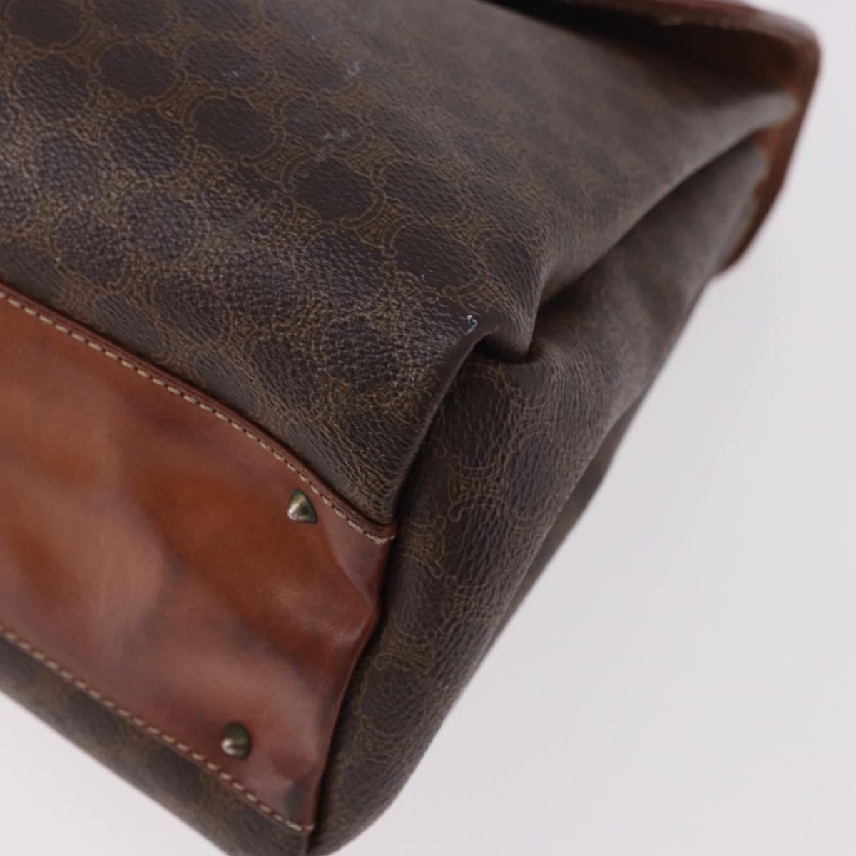 CELINE Macadam Canvas Hand Bag PVC Brown Gold Auth 190562