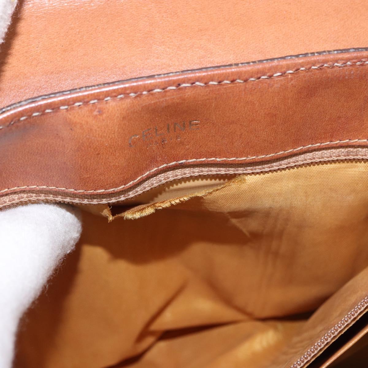 CELINE Macadam Canvas Hand Bag PVC Brown Gold Auth 190562