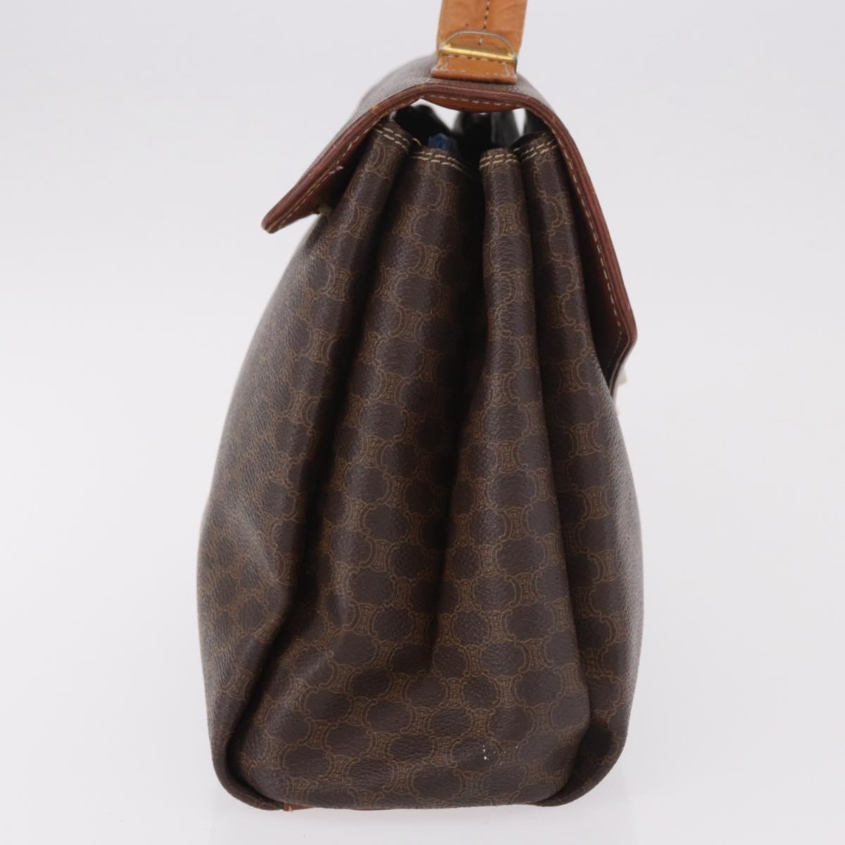 CELINE Macadam Canvas Hand Bag PVC Brown Gold Auth 190562